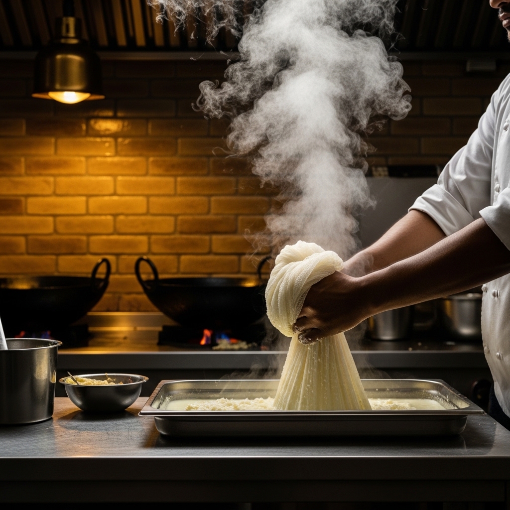 Traditional paneer making process